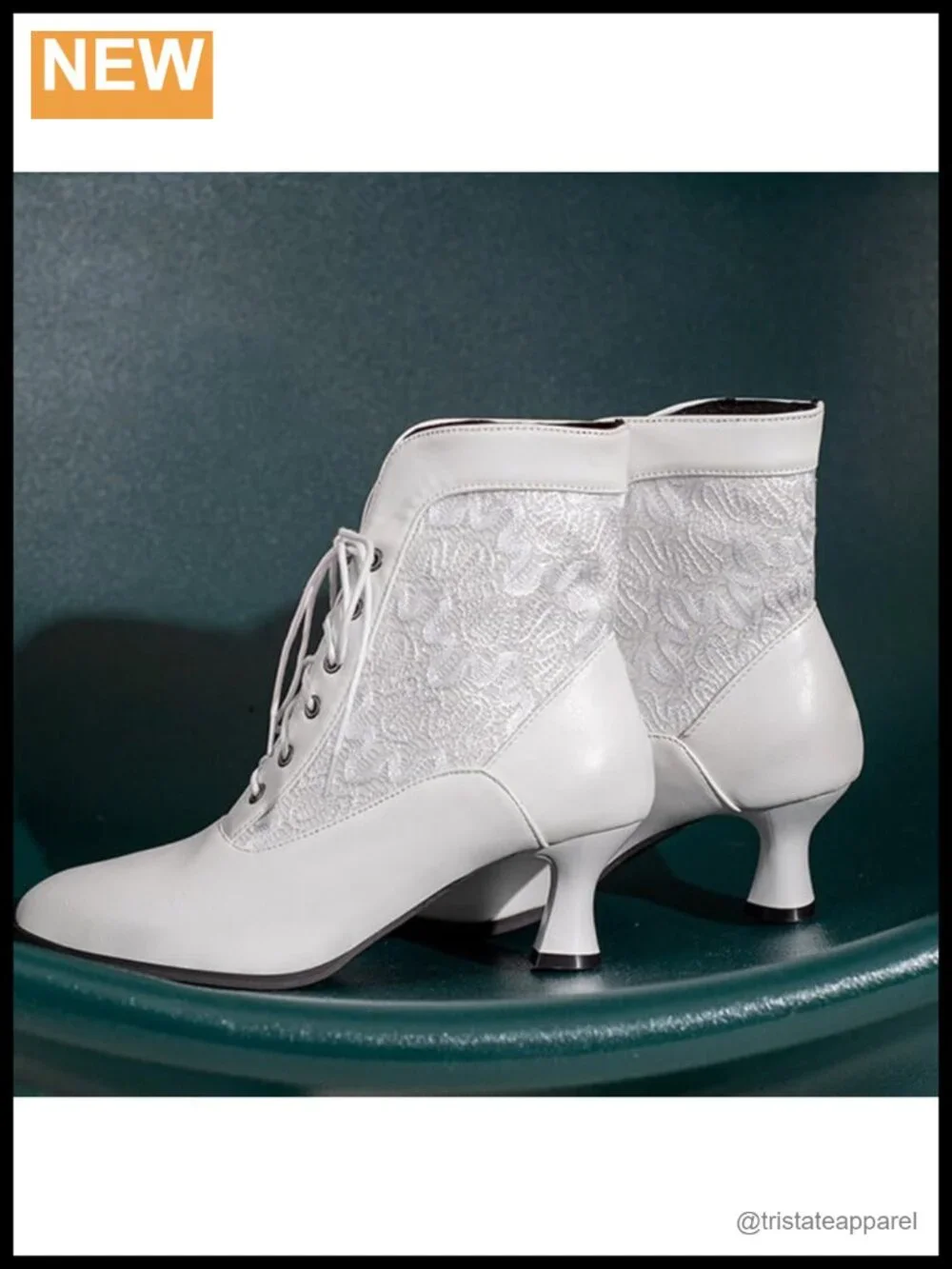 Women's Lace-Up Kitten Heel Ankle Boots Victorian Witch Chunky Heel PU Booties